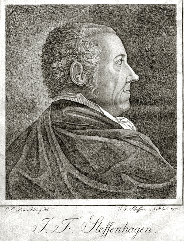 Jelgavas grāmatiespiedēja Johana Frīdriha Štefenhāgena (1774–1812) portrets.
Autors: J. G. Šifnera vara gravīra, izgatavota pēc Kārļa Konstantīna Krauklinga zīmējuma, 1822. gads.
